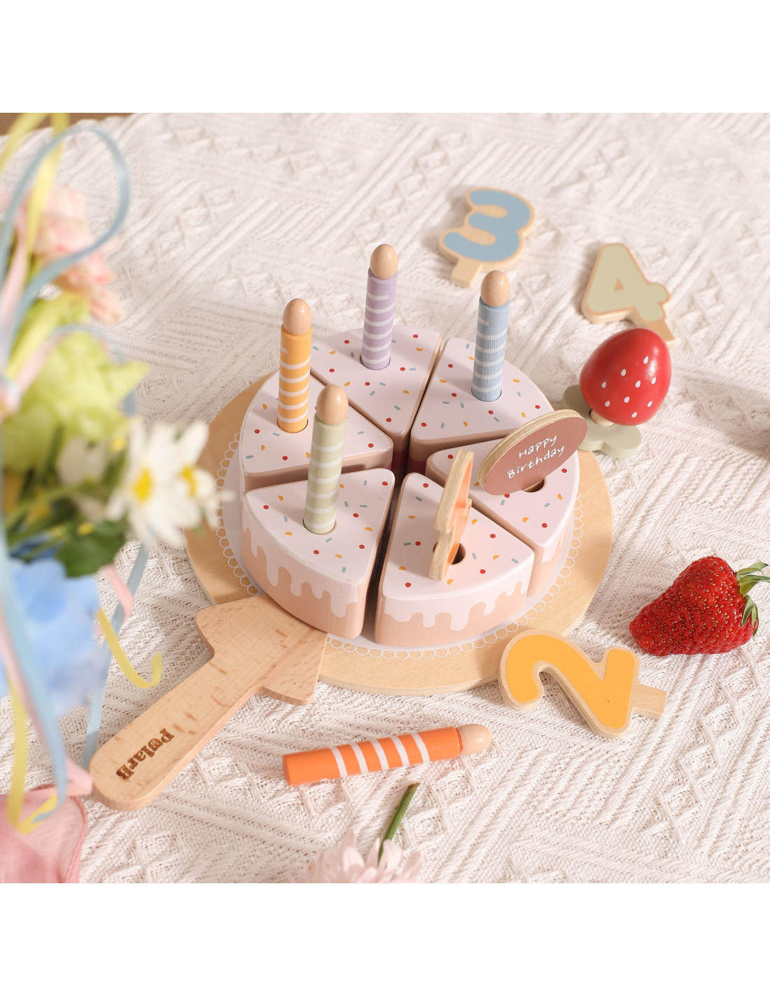 DREWNIANY TORT URODZINOWY CIASTO VIGA 44286 montessori drewniana zabawka - obrazek 8