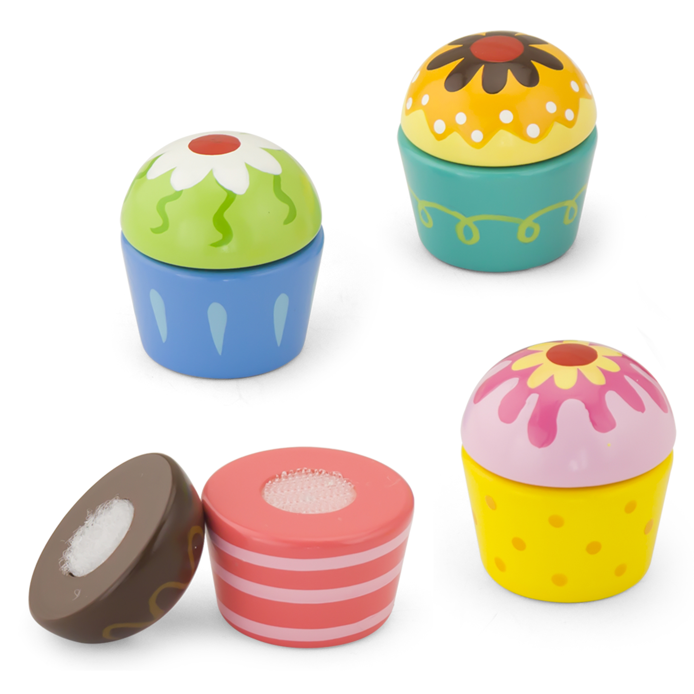 Babeczki drewniane Viga CIASTECZKA 4 sztuki 50808 montessori drewniana zabawka cup cake - obrazek 5