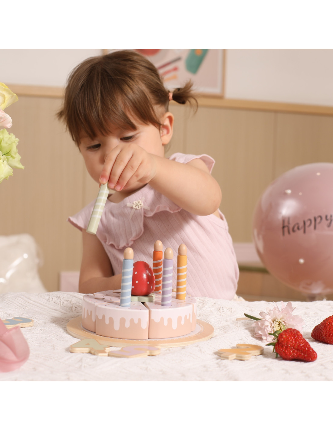 DREWNIANY TORT URODZINOWY CIASTO VIGA 44286 montessori drewniana zabawka - obrazek 7