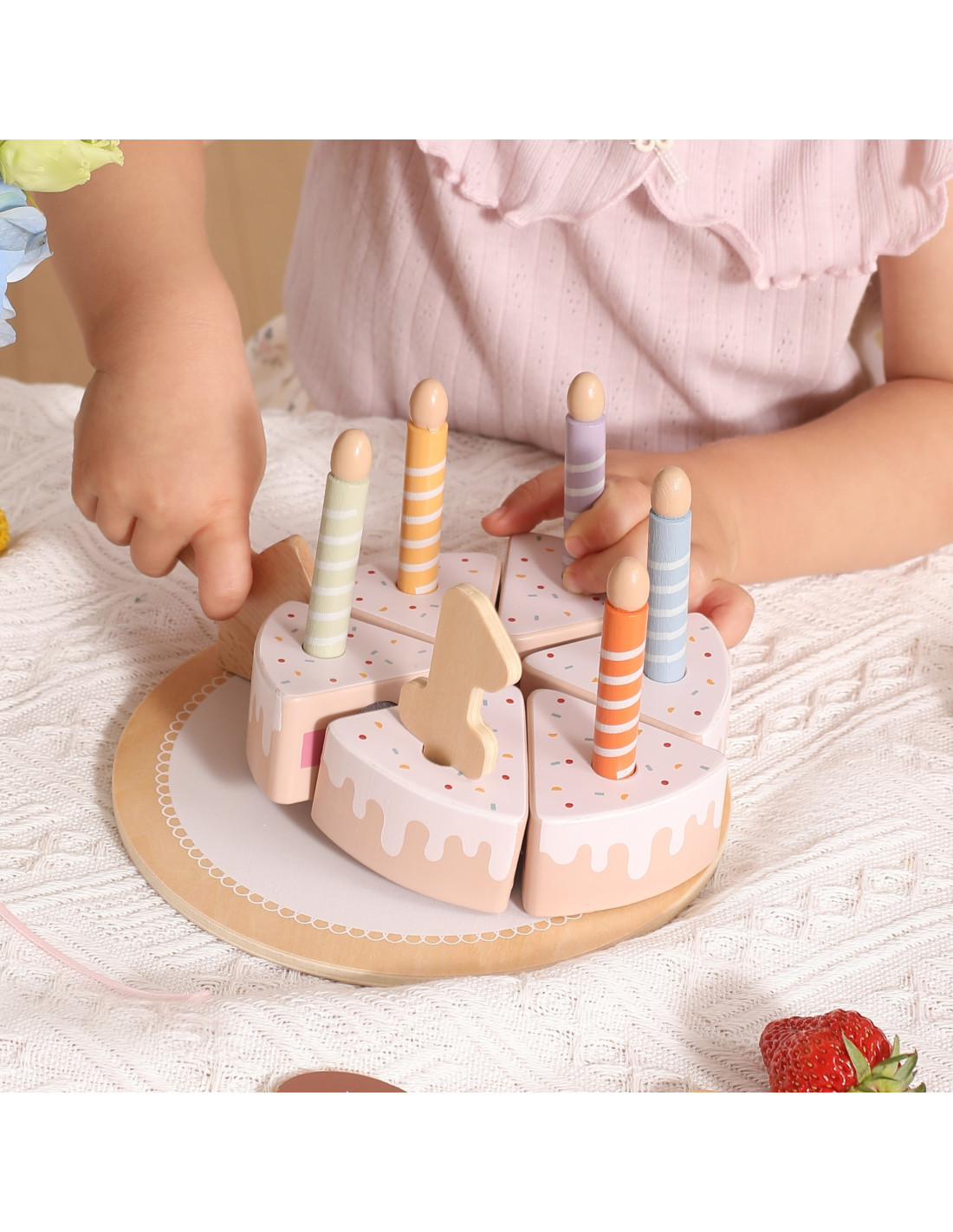 DREWNIANY TORT URODZINOWY CIASTO VIGA 44286 montessori drewniana zabawka - obrazek 6