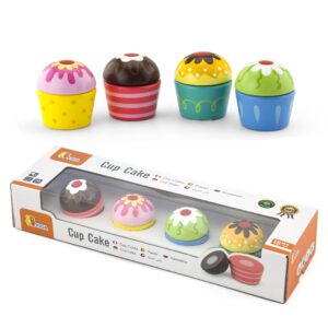 Babeczki drewniane Viga CIASTECZKA 4 sztuki 50808 montessori drewniana zabawka cup cake