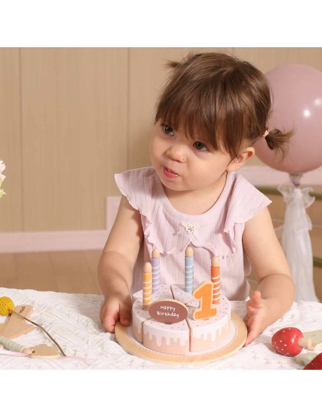 DREWNIANY TORT URODZINOWY CIASTO VIGA 44286 montessori drewniana zabawka - obrazek 5