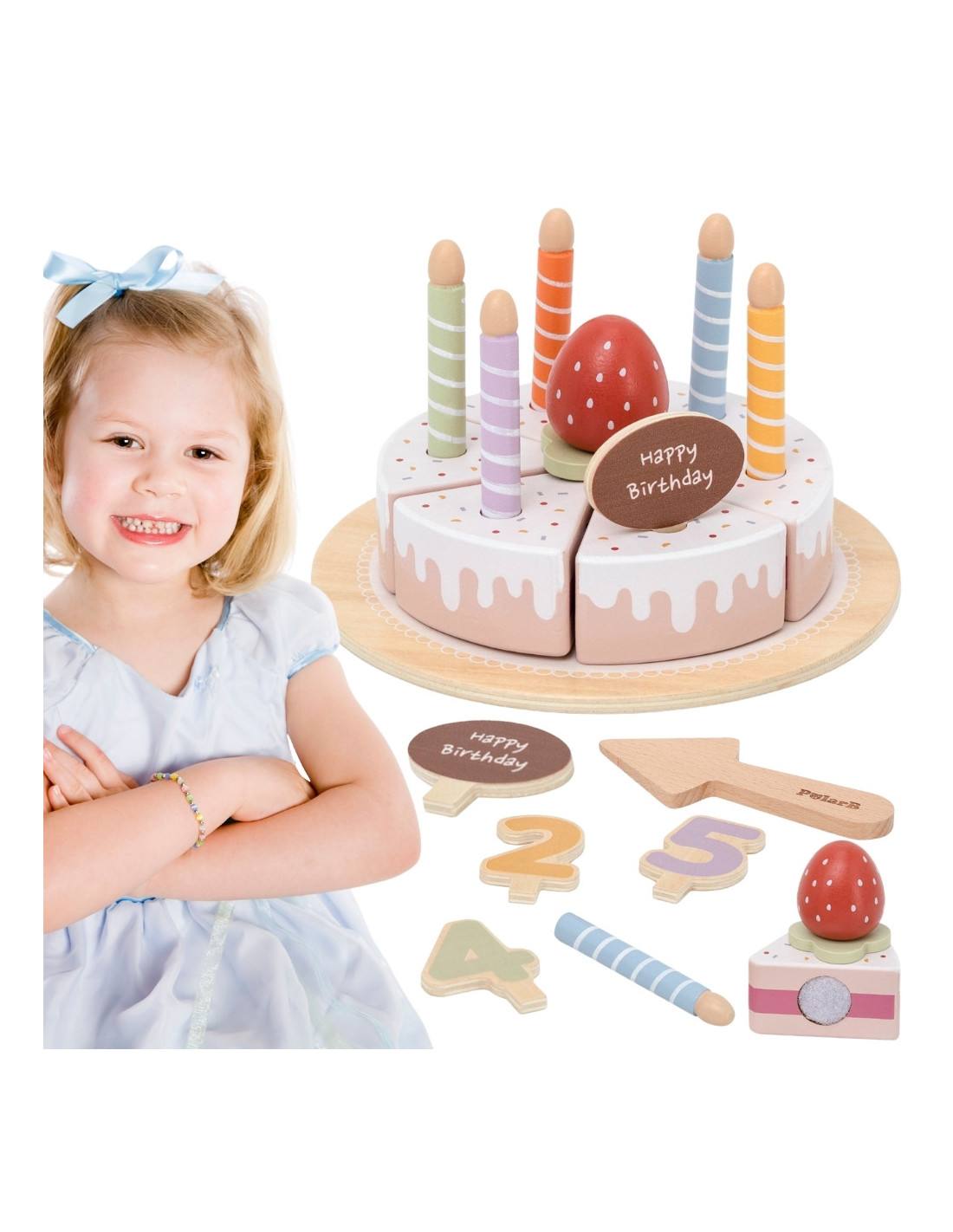 DREWNIANY TORT URODZINOWY CIASTO VIGA 44286 montessori drewniana zabawka